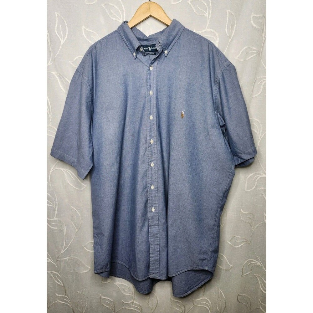 Ralph Lauren Classic Fit Blue Short Sleeve Button Up 2XLT Preppy